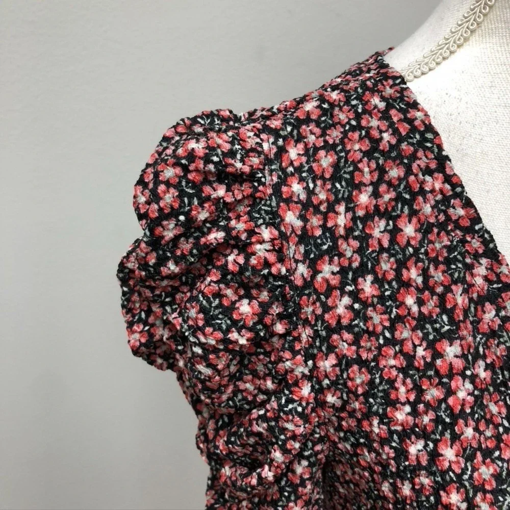 Loft Floral Puff Sleeve Top Womens Small Garden Coquette Dainty Cottagecore Boho